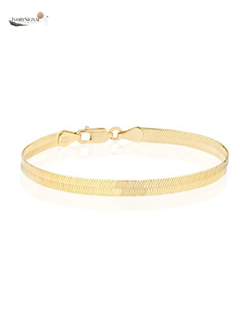 Italian 925 Sterling Silver Gold Plated Herringbone Bracelet